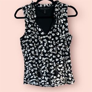 White House Black Market Leopard Print Sleeveless Top With Tassels Size XS